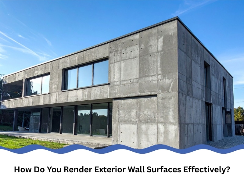 Modern house design showing how to render exterior wall with smooth finish.