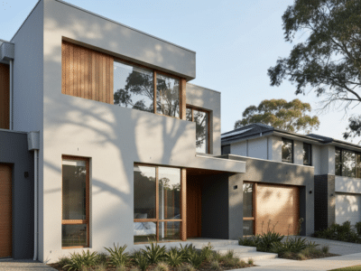 Acrylic and cement rendered home exterior in Sydney suburb