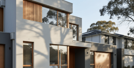 Acrylic and cement rendered home exterior in Sydney suburb