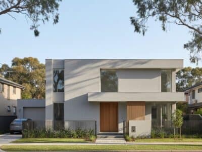 Cement rendered home exterior in Sydney with smooth modern finish