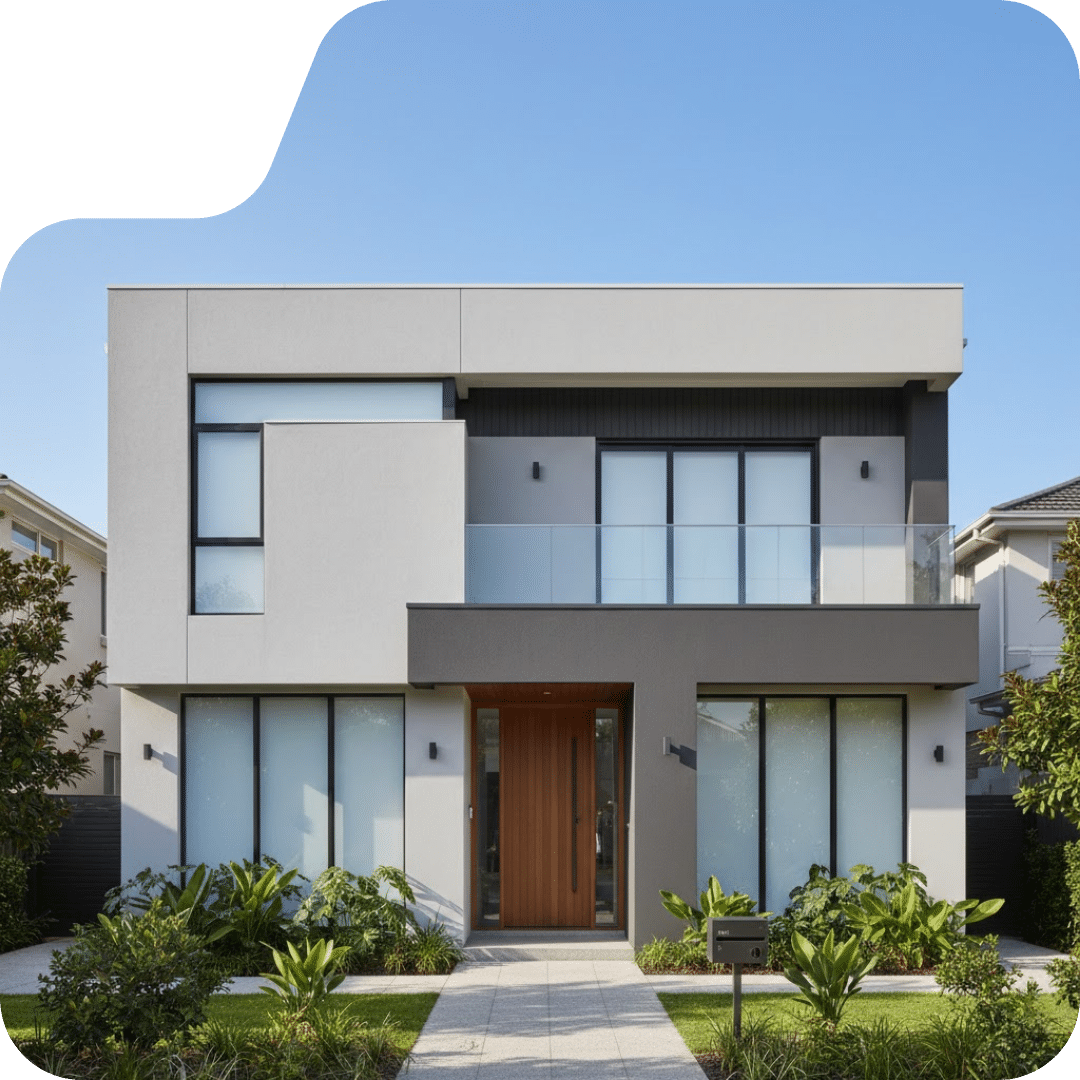 Full house facade with acrylic render finish in Sydney