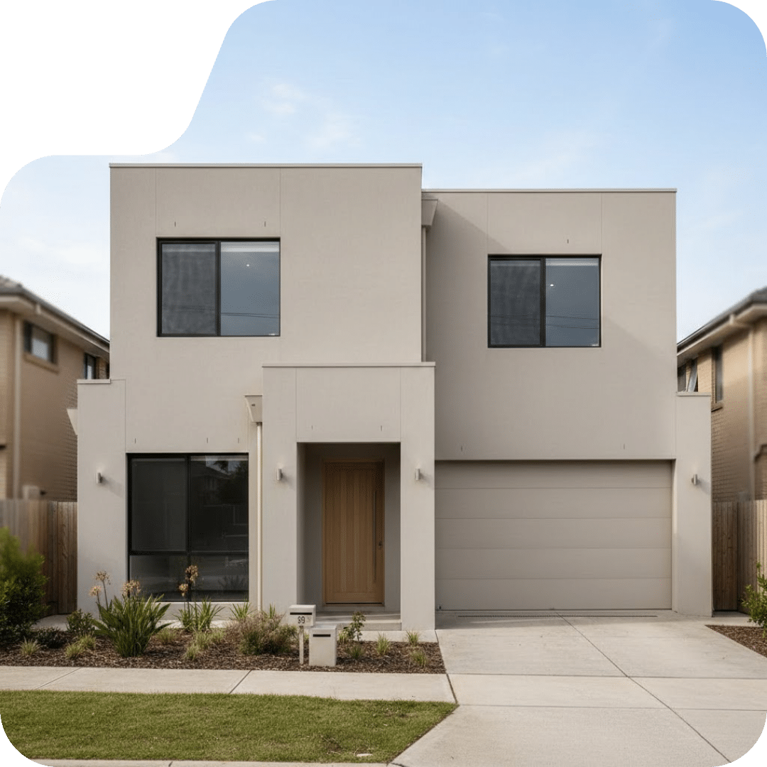 Full house facade finished with cement rendering in Sydney