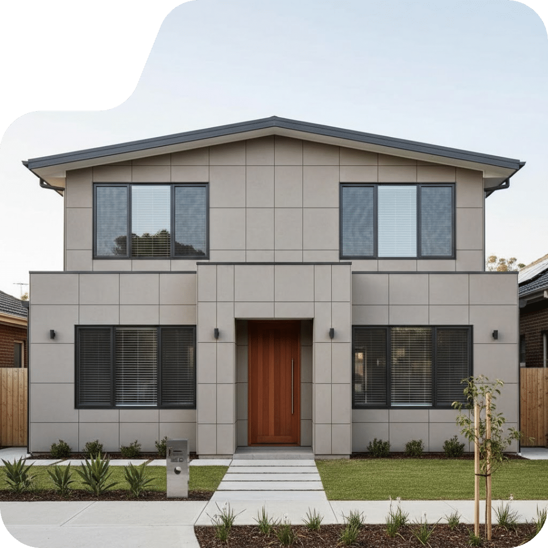 Full house facade with polystyrene cladding in Sydney