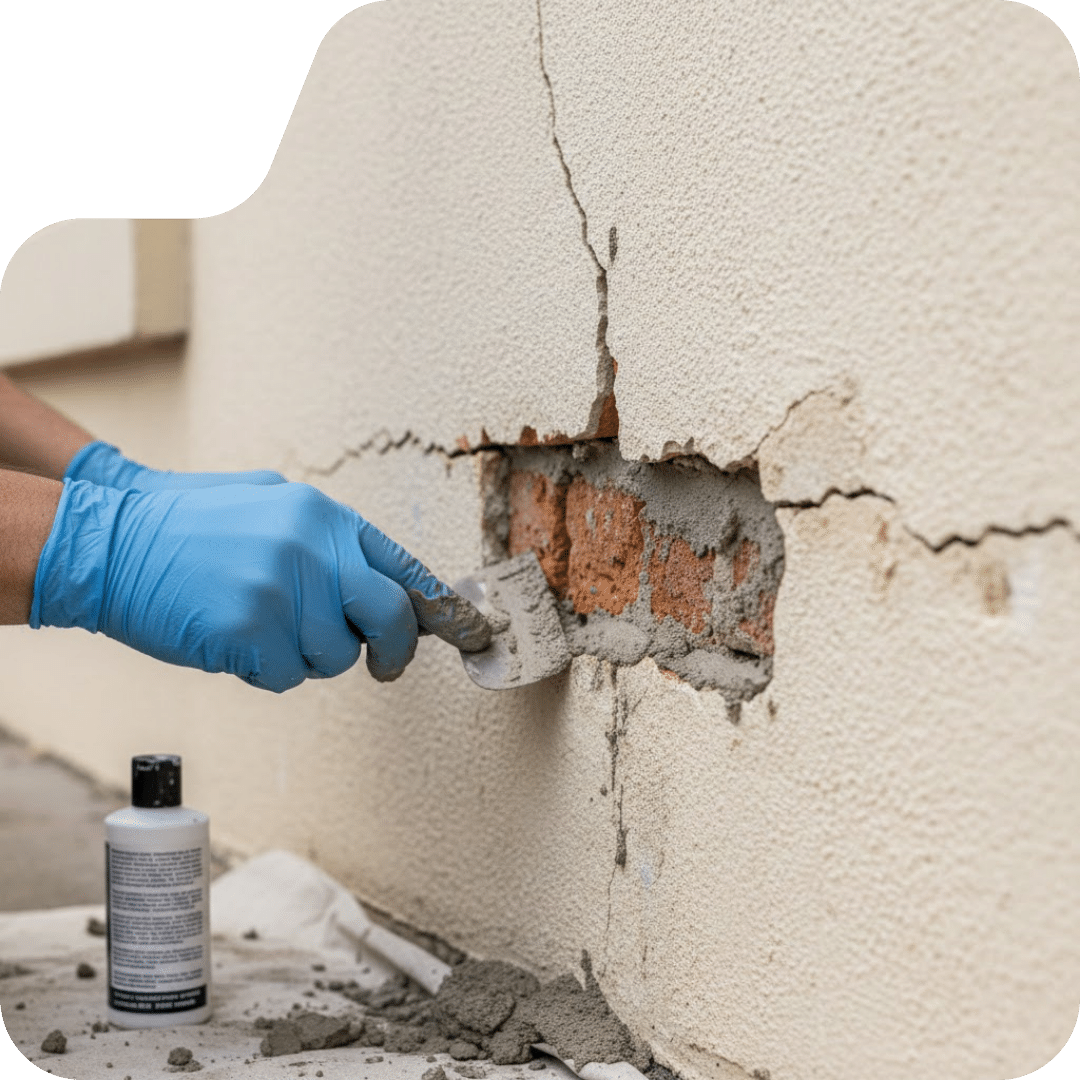 Wall Crack Repair In Progress Wall crack repair in progress on Sydney property
