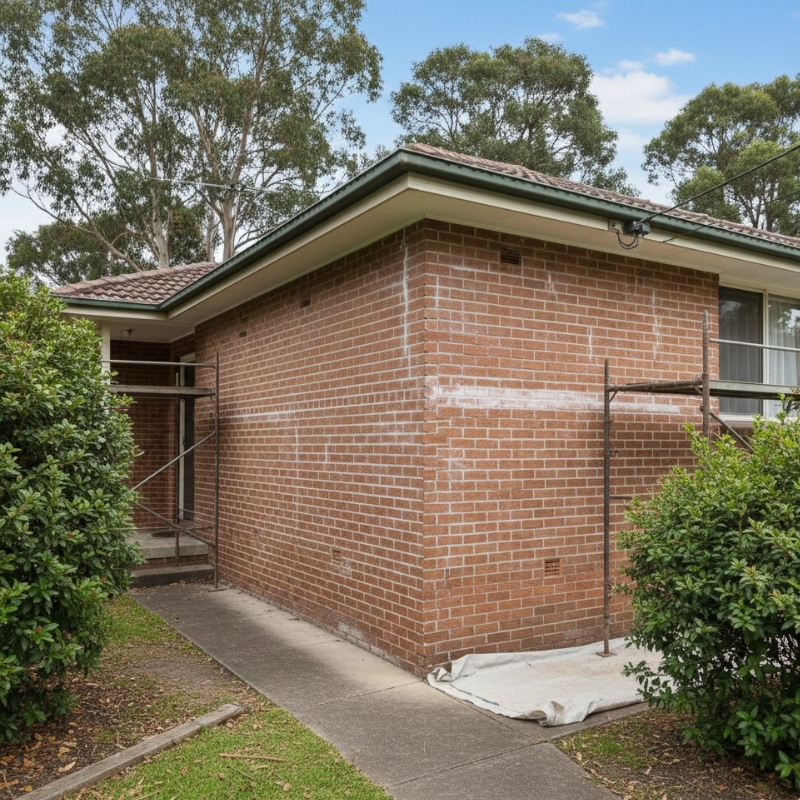 House exterior prepared for rendering after wall inspection and surface cleaning in Sydney