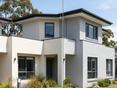 Rendered versus painted exterior walls on a Sydney home in sunny weather.