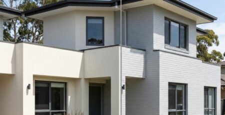 Rendered versus painted exterior walls on a Sydney home in sunny weather.