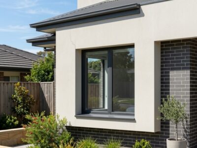 Hairline crack in a rendered wall near a window corner on a Sydney home