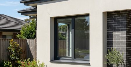 Hairline crack in a rendered wall near a window corner on a Sydney home