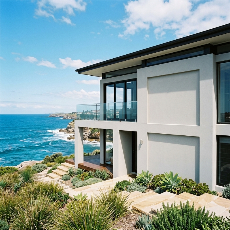 Sydney coastal home with well-maintained cement render protected from salt-air damage