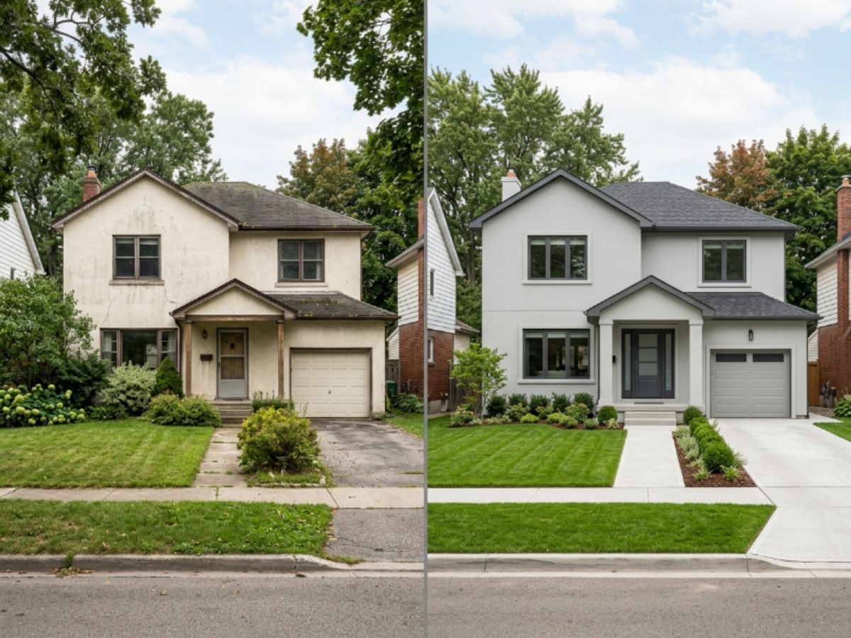 Rendered home in the Auburn area, before and after