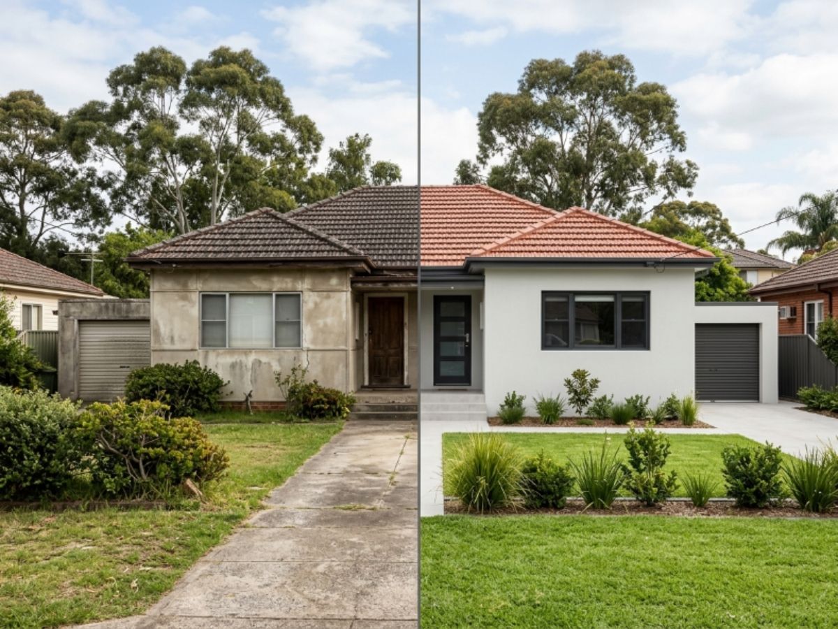 Rendered home in the Blacktown area, before and after