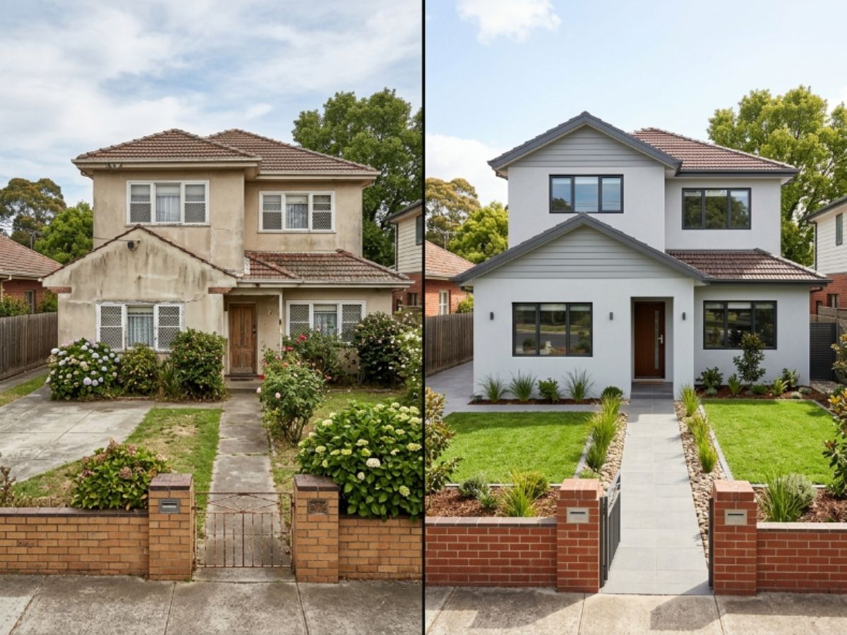 Rendered home in the Burwood area, before and after