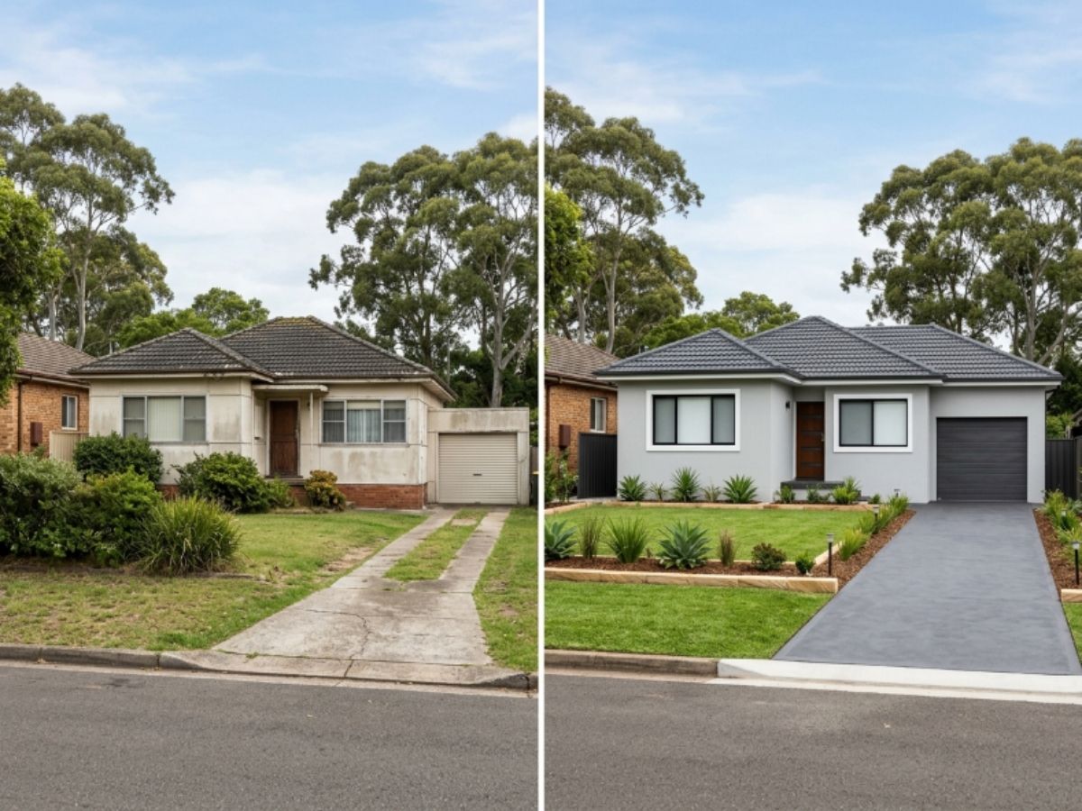 Rendered home in the Campbelltown area, before and after