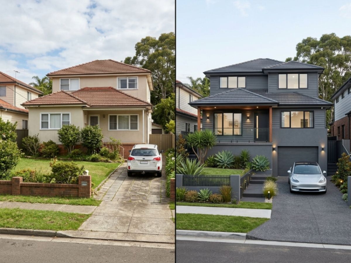 Rendered home in the Canada Bay area, before and after