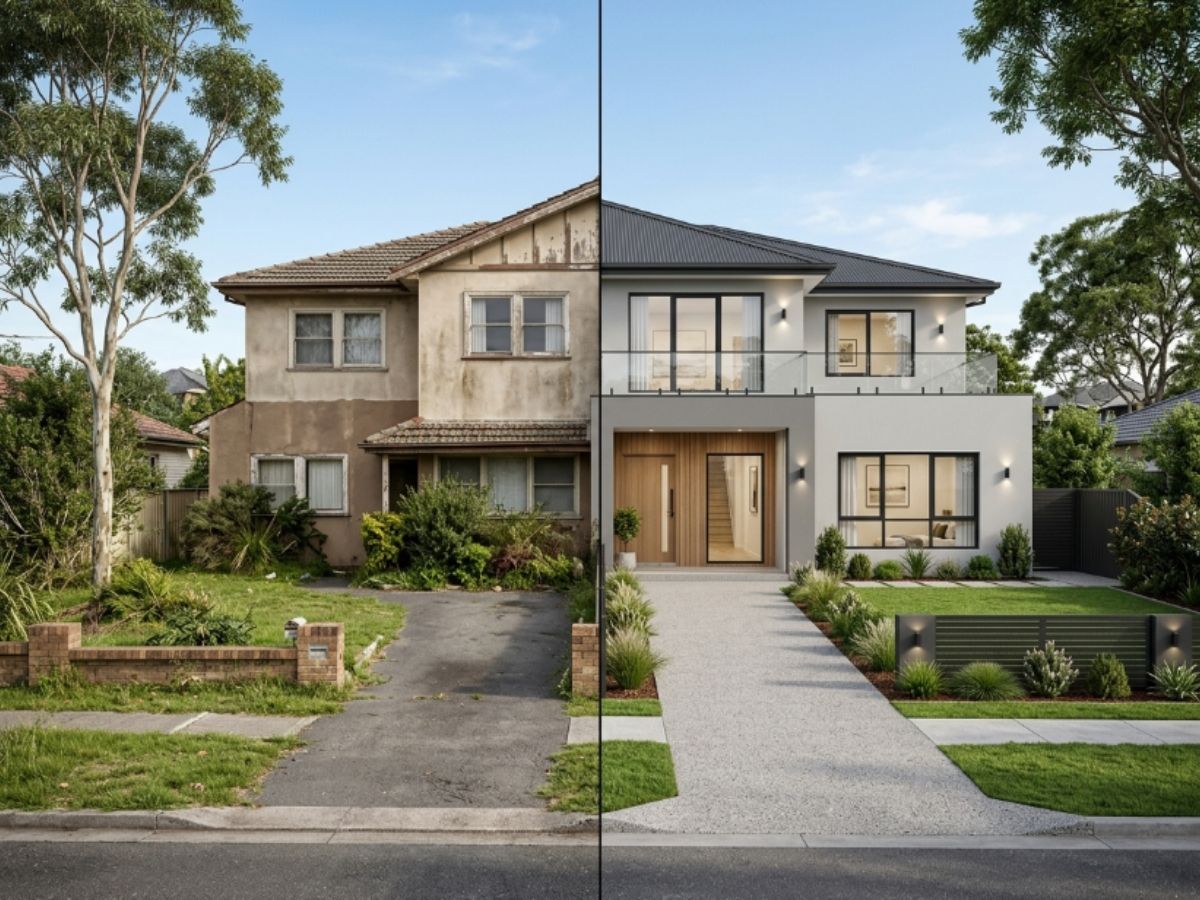 Rendered home in the Canterbury-Bankstown area, before and after