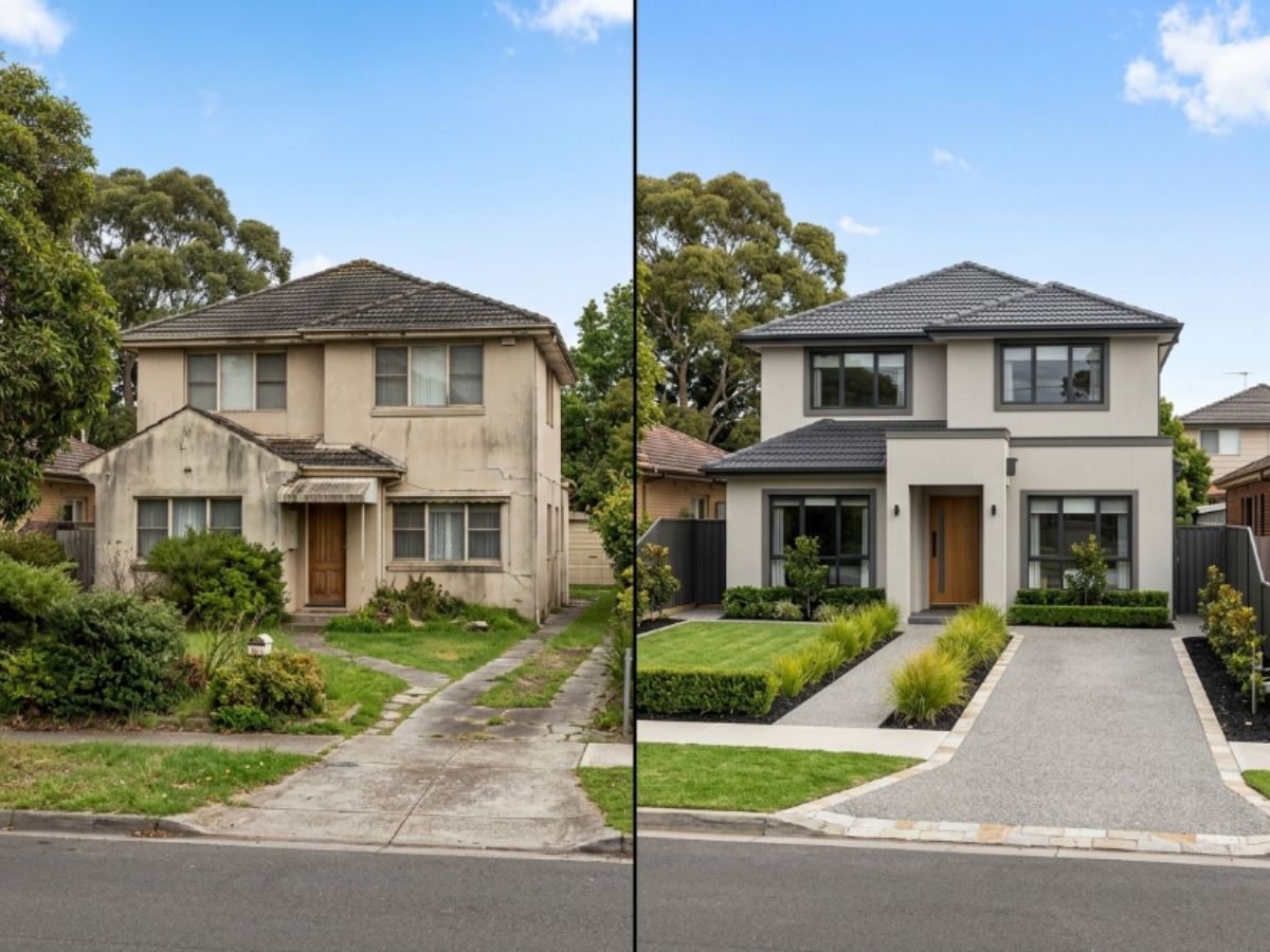 Rendered home in the Fairfield area, before and after