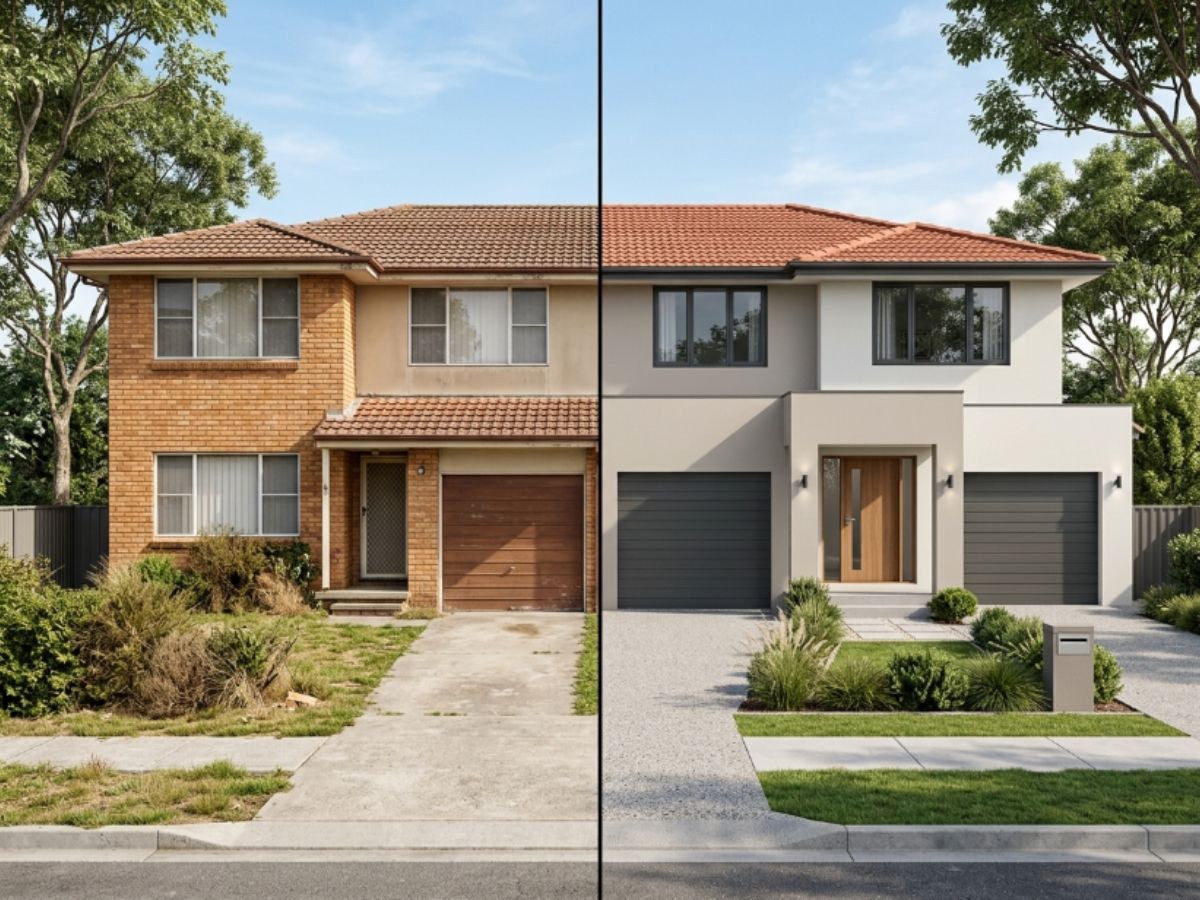 Rendered home in the Hawkesbury area, before and after