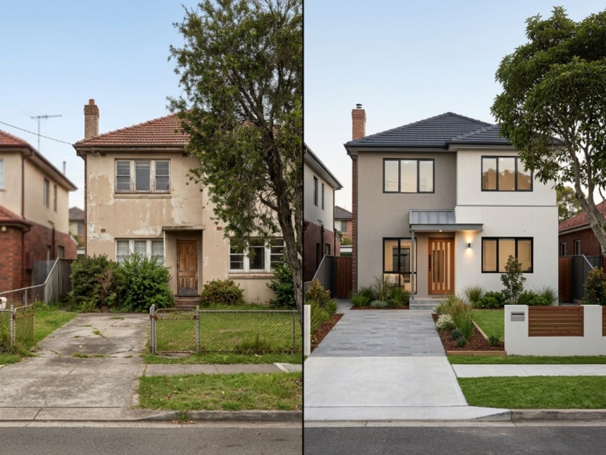 Rendered home in the Hurstville area, before and after