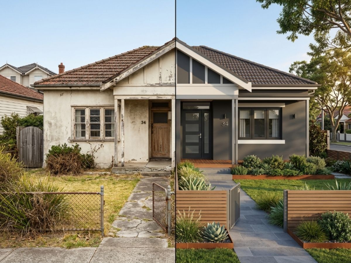 Rendered home in the Inner West area, before and after