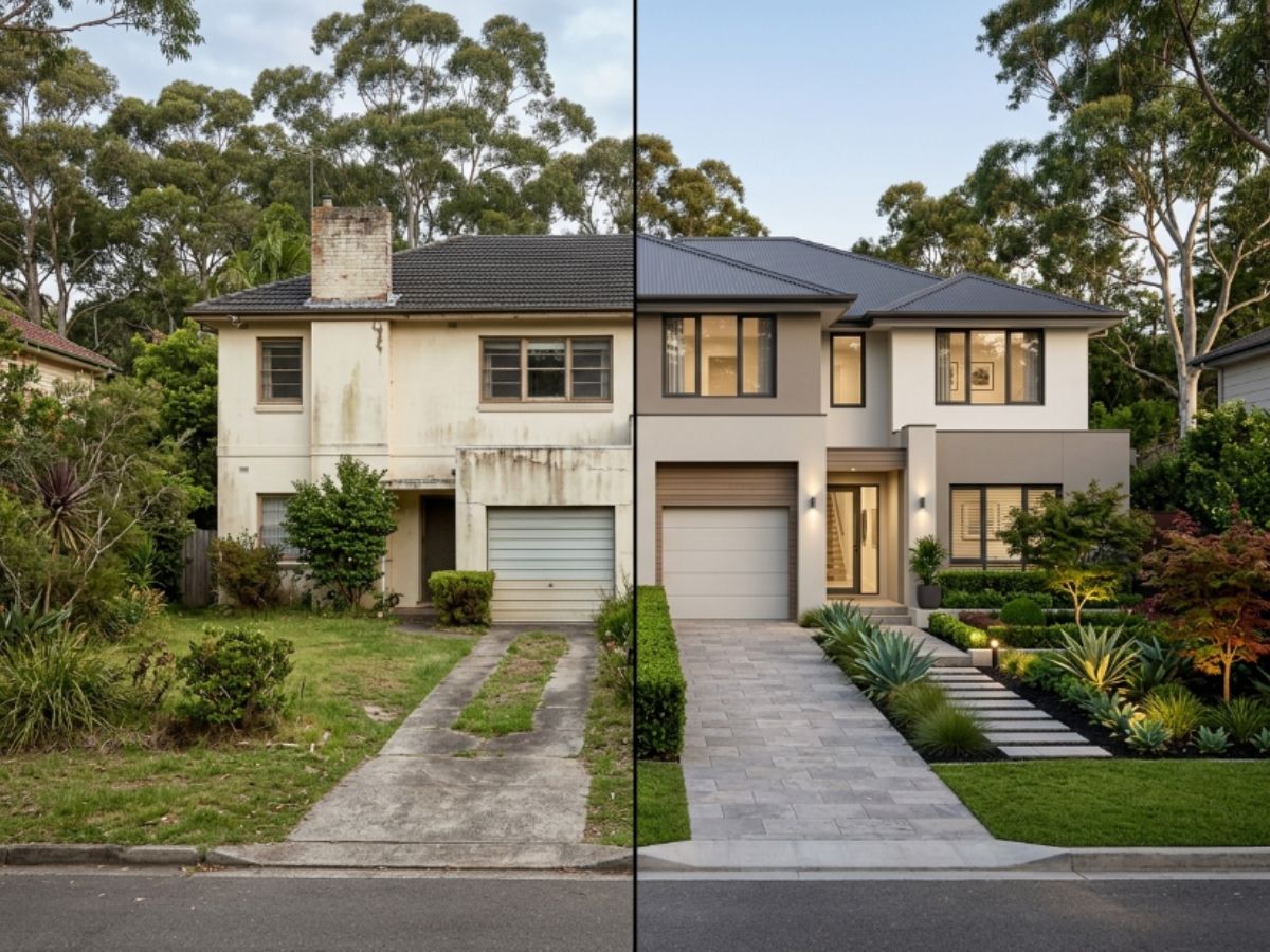 Rendered home in the Ku-ring-gai area, before and after
