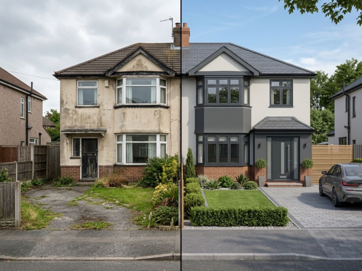 Rendered home in the Liverpool area, before and after
