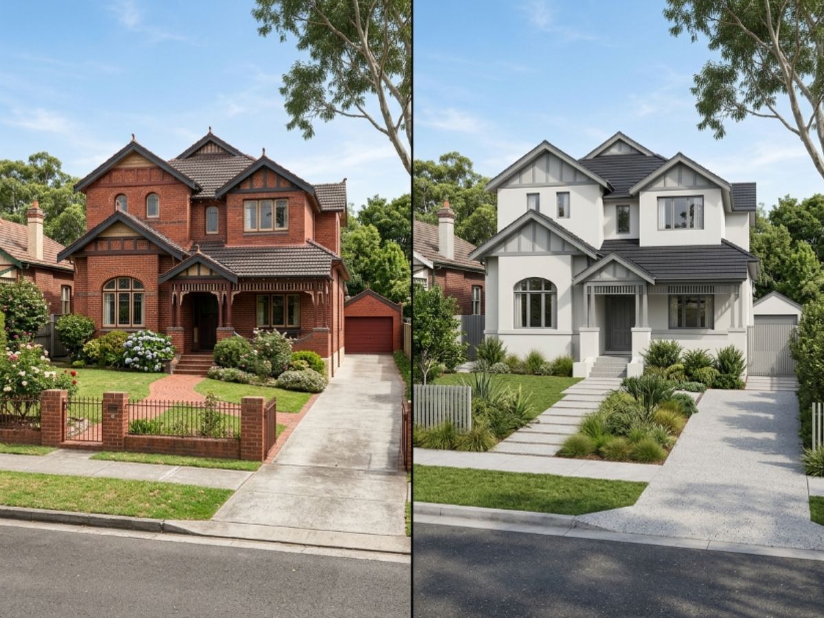 Rendered home in the Strathfield area, before and after