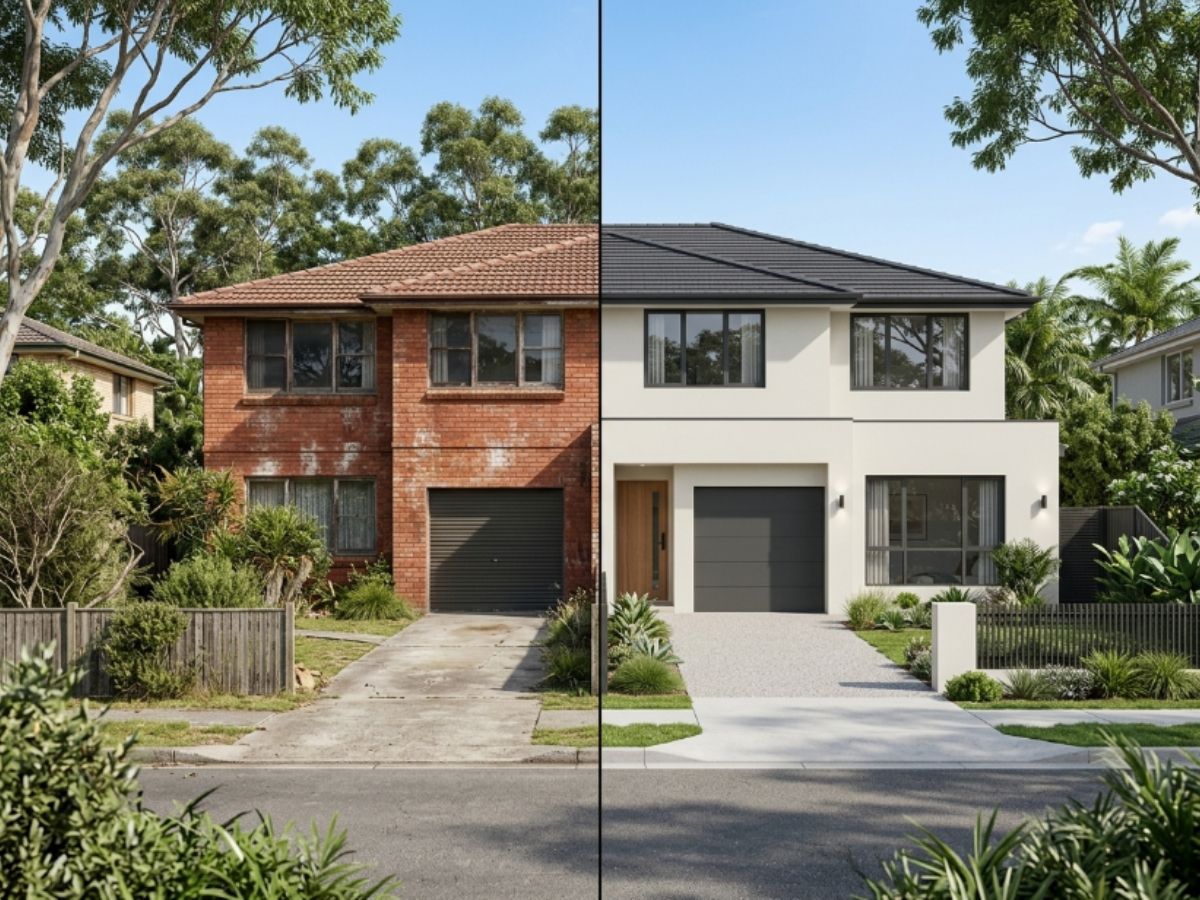 Rendered home in the Sutherland Shire area, before and after