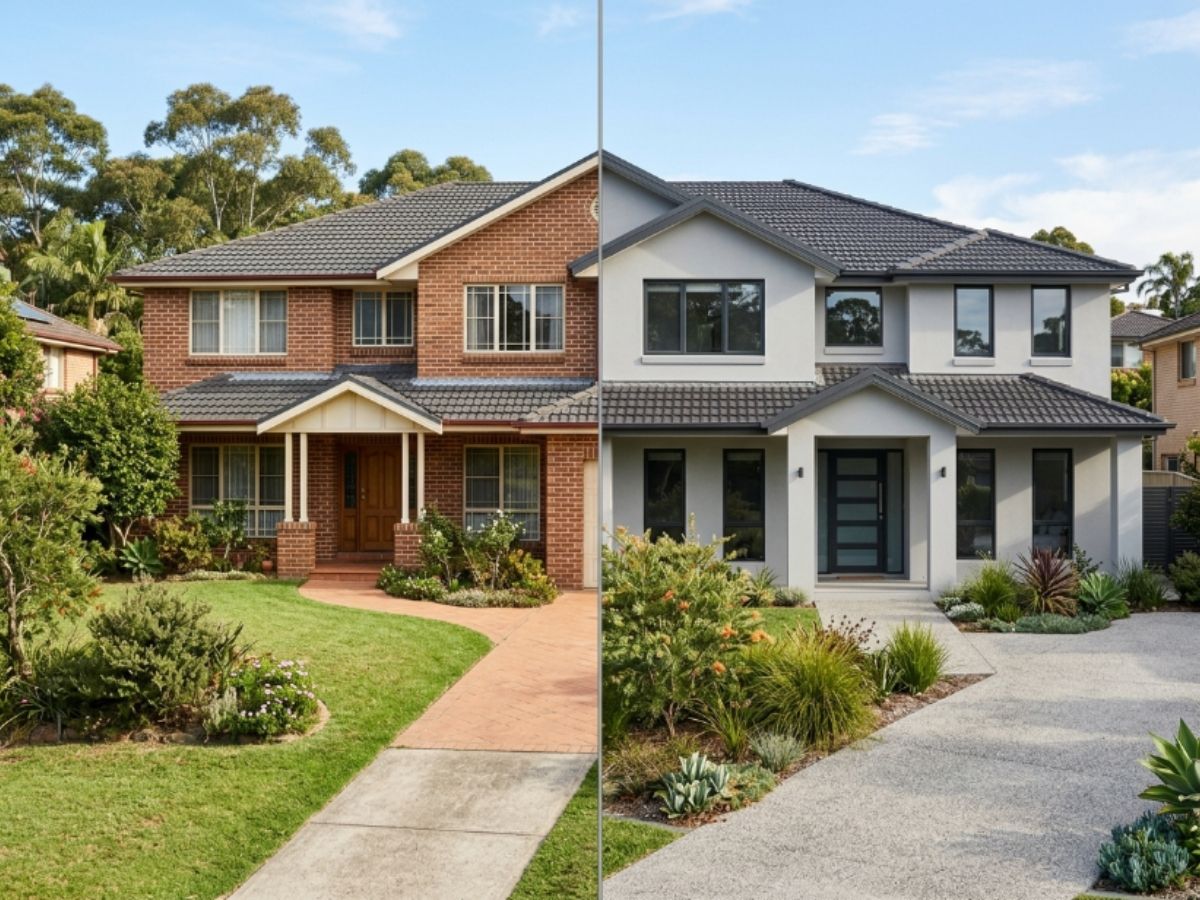 Rendered home in the The Hills Shire area, before and after