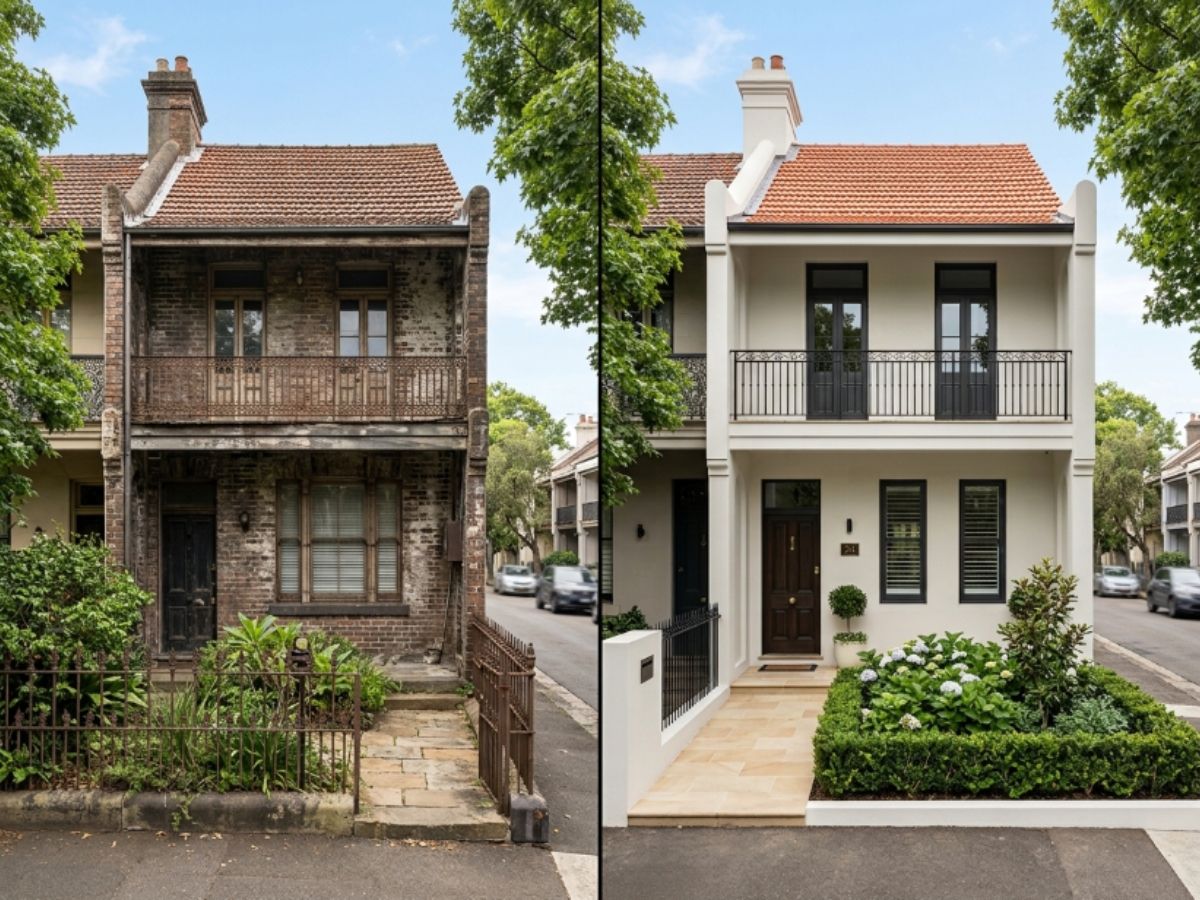Rendered home in the Woollahra area, before and after
