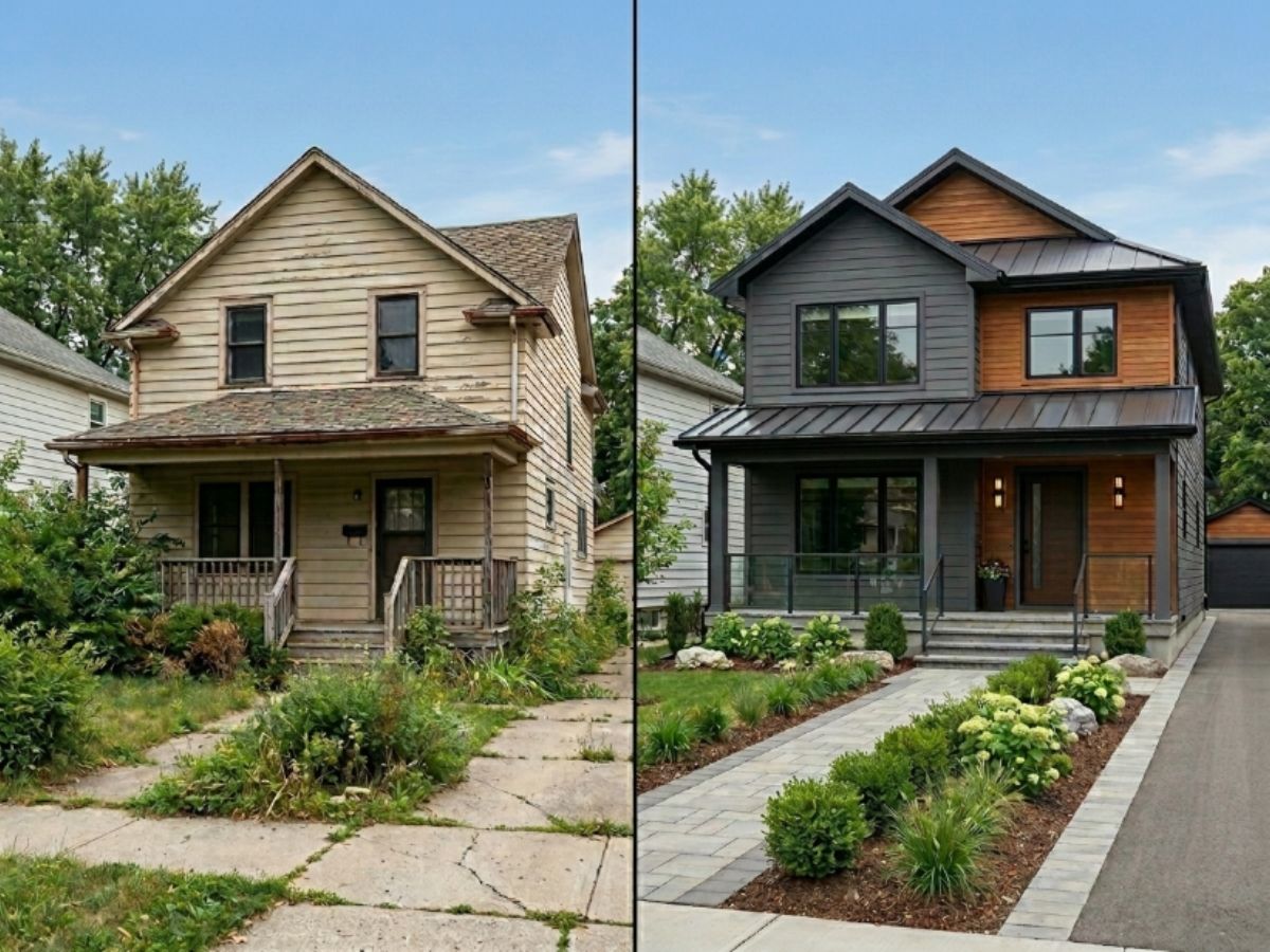 Rendered home, before and after